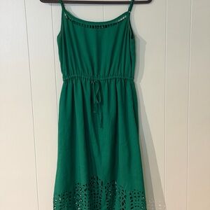 Forever 21 Green Midi Dress with Cutout Hem